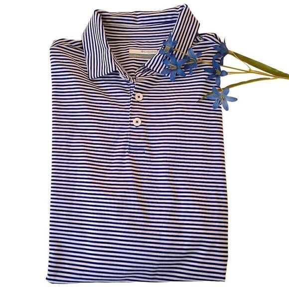 Columbia Golf Mens Blue and White Stripe Golf Polo Shirt Size Large - Picture 12 of 12